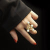 Cross Symbol Magazine Style Pearl Fashion Ring