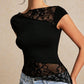 Slim-fit Asymmetric Lace Short Sleeve