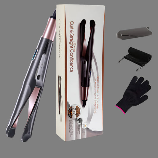 2 In 1 Hair Straightener And Curler Curling Iron For All Hair Types Tourmaline Ceramic Twisted Flat Iron For Hair Styling