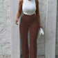 Slim Straight-leg Pants With Buckle Fashion Solid Color Trousers For Womens Clothing