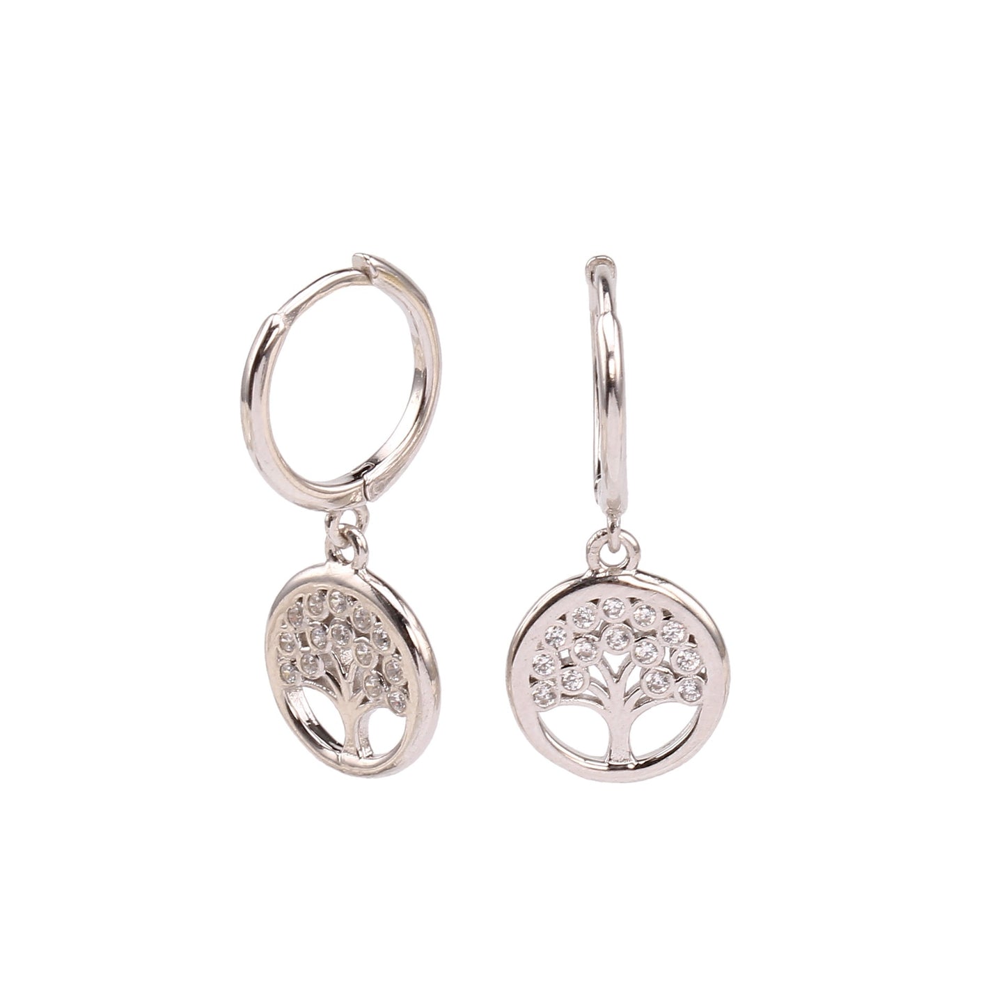 S925 Sterling Silver Inlaid Zircon Lucky Tree Earrings High Quality Gold Plated Ear Clip