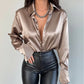 Single-breasted Long Sleeve Lapel Shirt Sexy Women Clothing